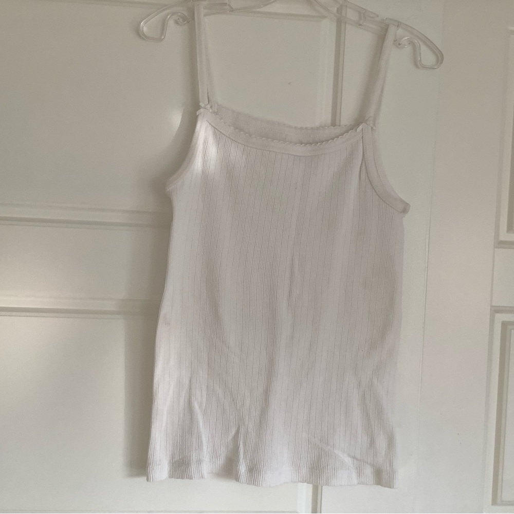 Brandy Melville White Ronnie Rib Lace Tank